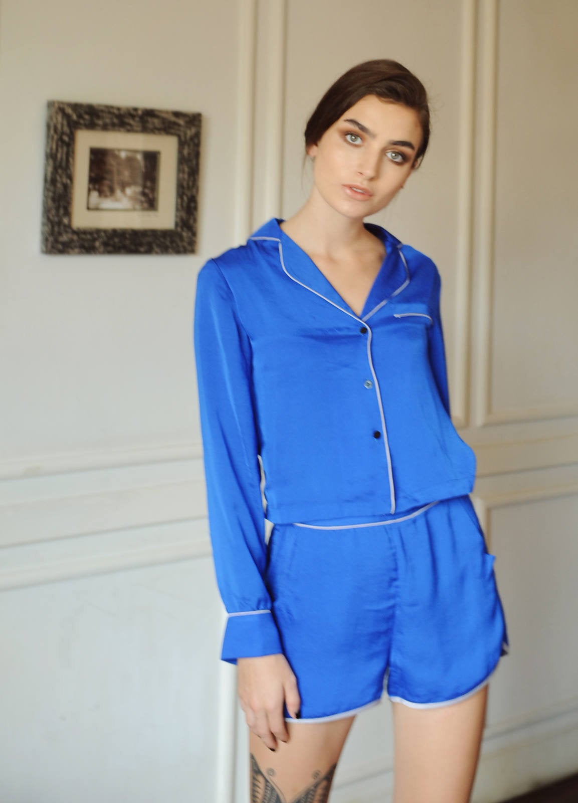 Women Silk Pajamas - With seashell buttons - Bridesmaids Silk PJs - Gift for Her- Silk Comfy Sleepwear