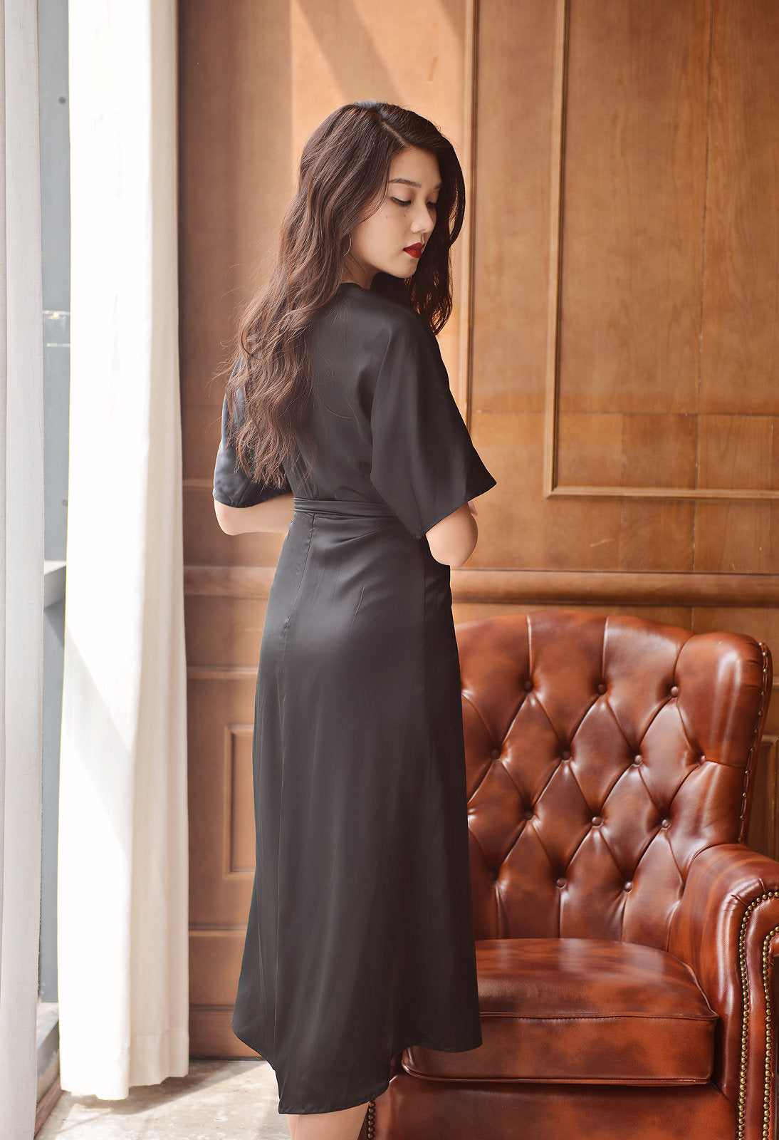 Black Silk Dress - Formal Cocktail dress - Silk Prom Dress