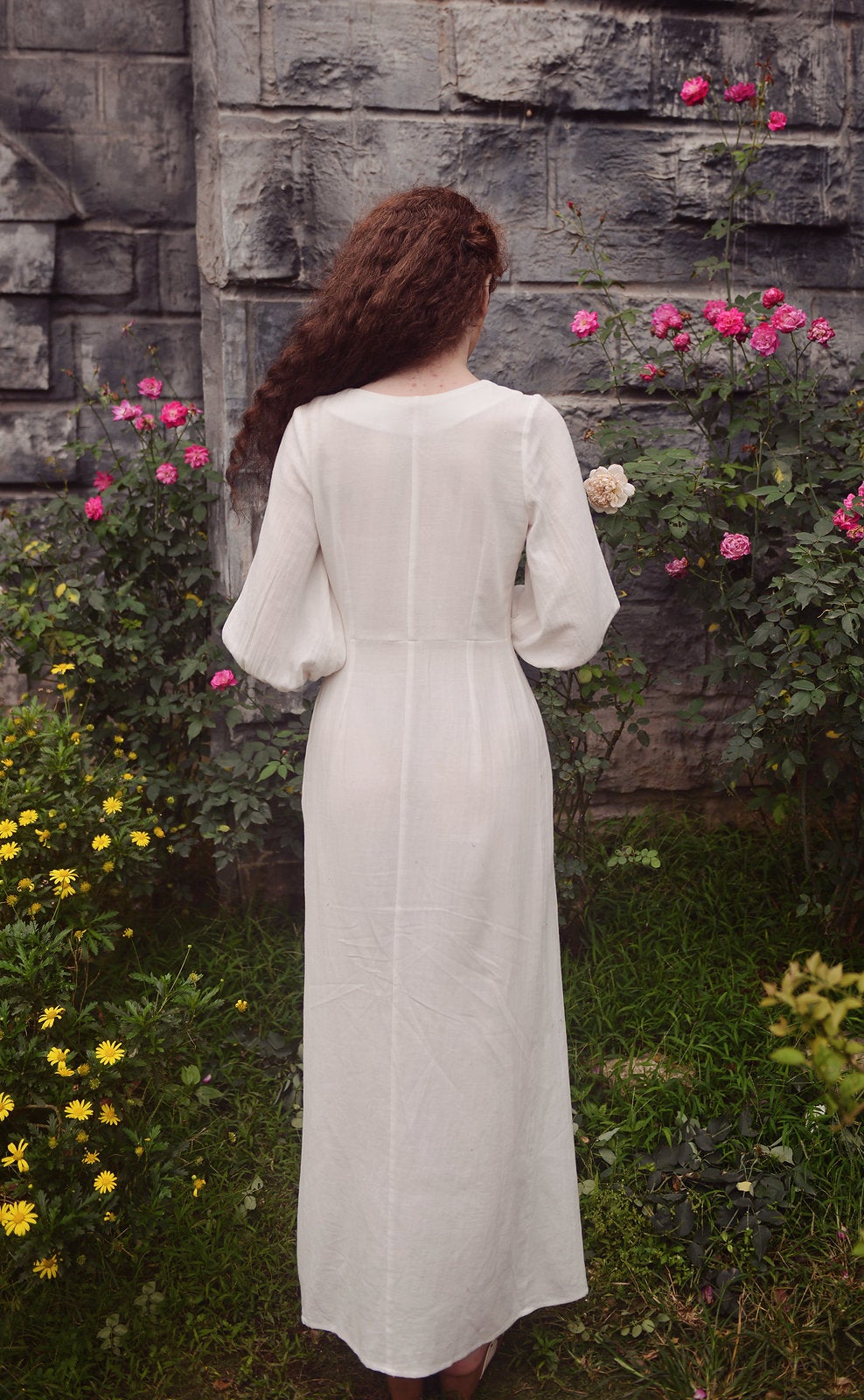 Cotton Wrap Dress - Organic Cotton Dress - Women Long Robe Dress - Organic Cotton Robe Dress - Natural Eco-Friendly Dress