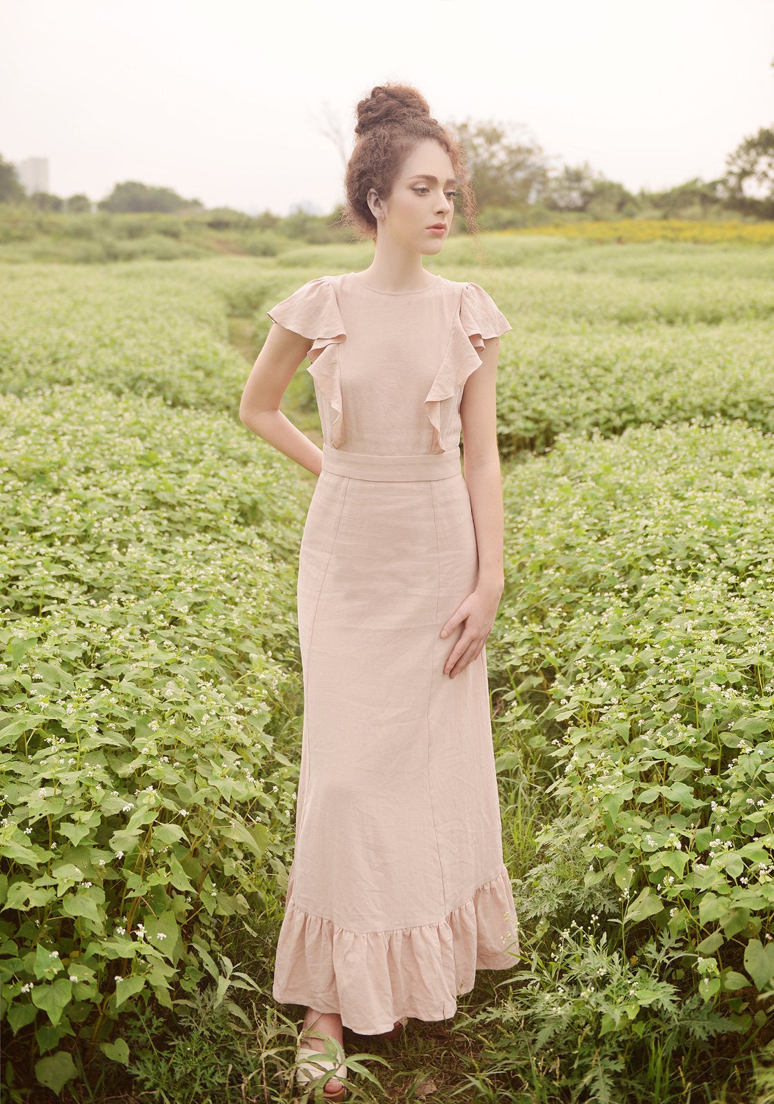 Maxi Linen Dress - Women Organic Cotton Dress - Beach Resort Dress