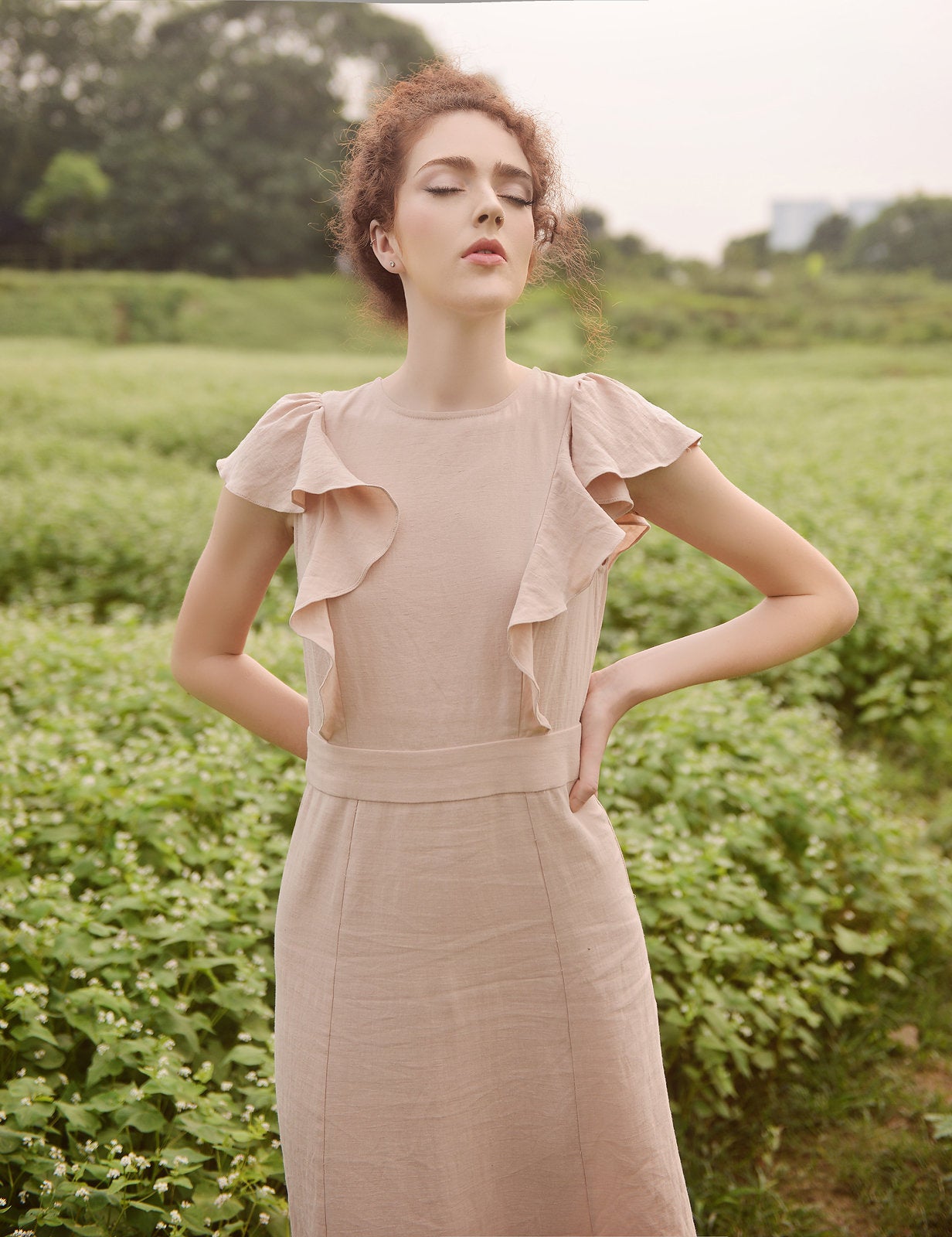 Maxi Linen Dress - Women Organic Cotton Dress - Beach Resort Dress