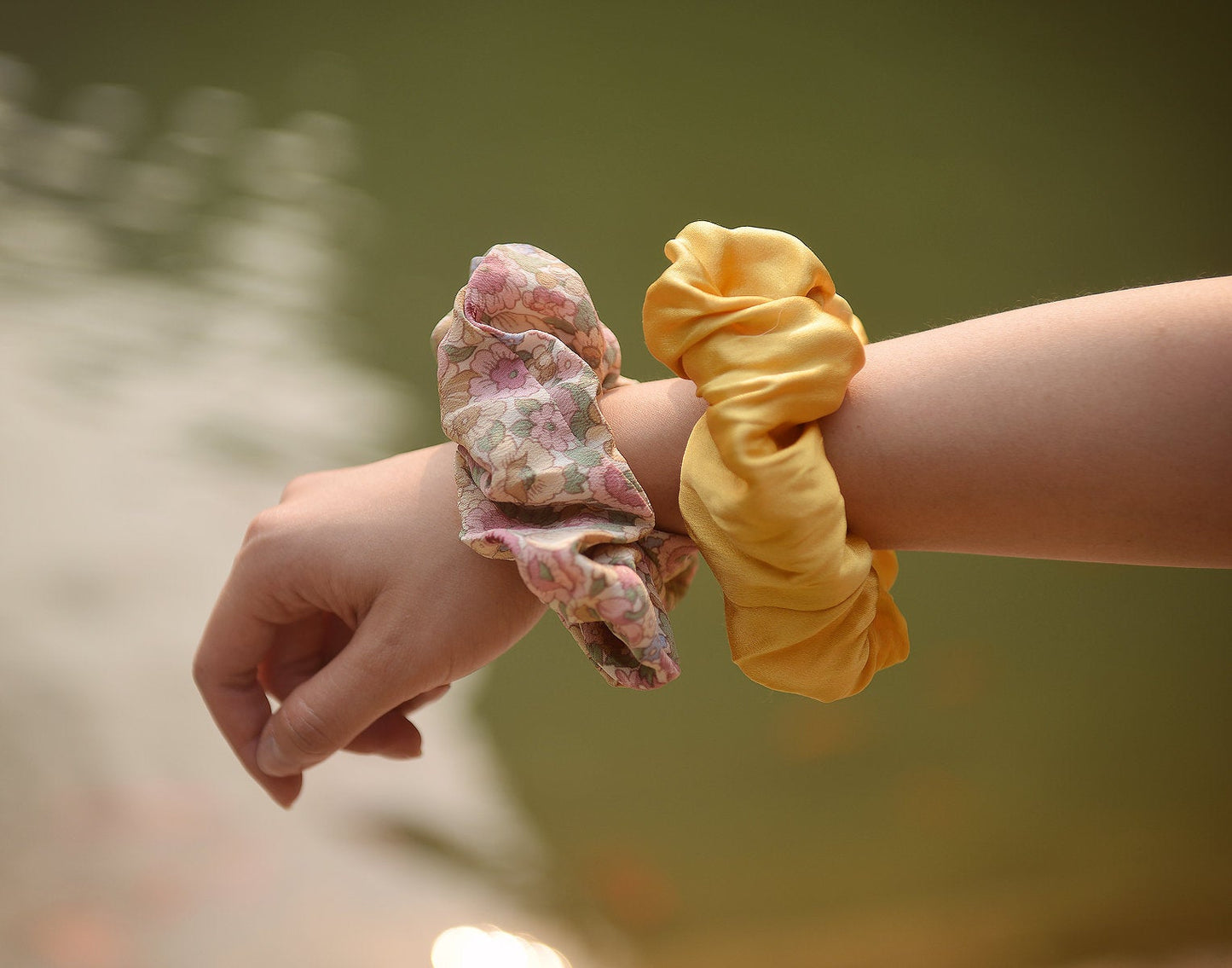 Silk Big Scrunchies - Set of 8 - Real Silk Scrunchies - White Silk Scrunchies - Hair Scrunchies - Best Hair Gift