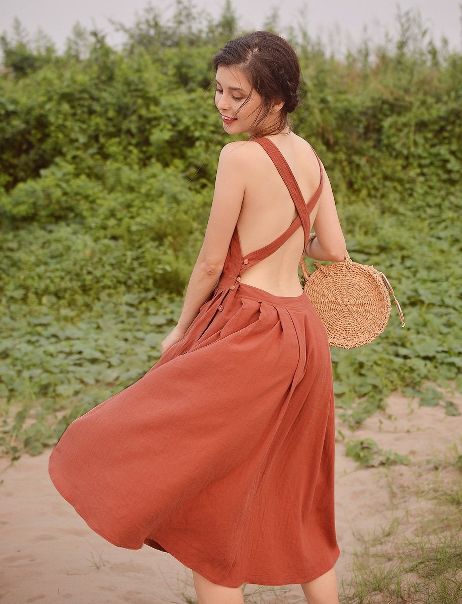 Apron Cotton Dress - Linen Apron Dress - Organic Cotton Dress - Dress For Women - Natural Fabric