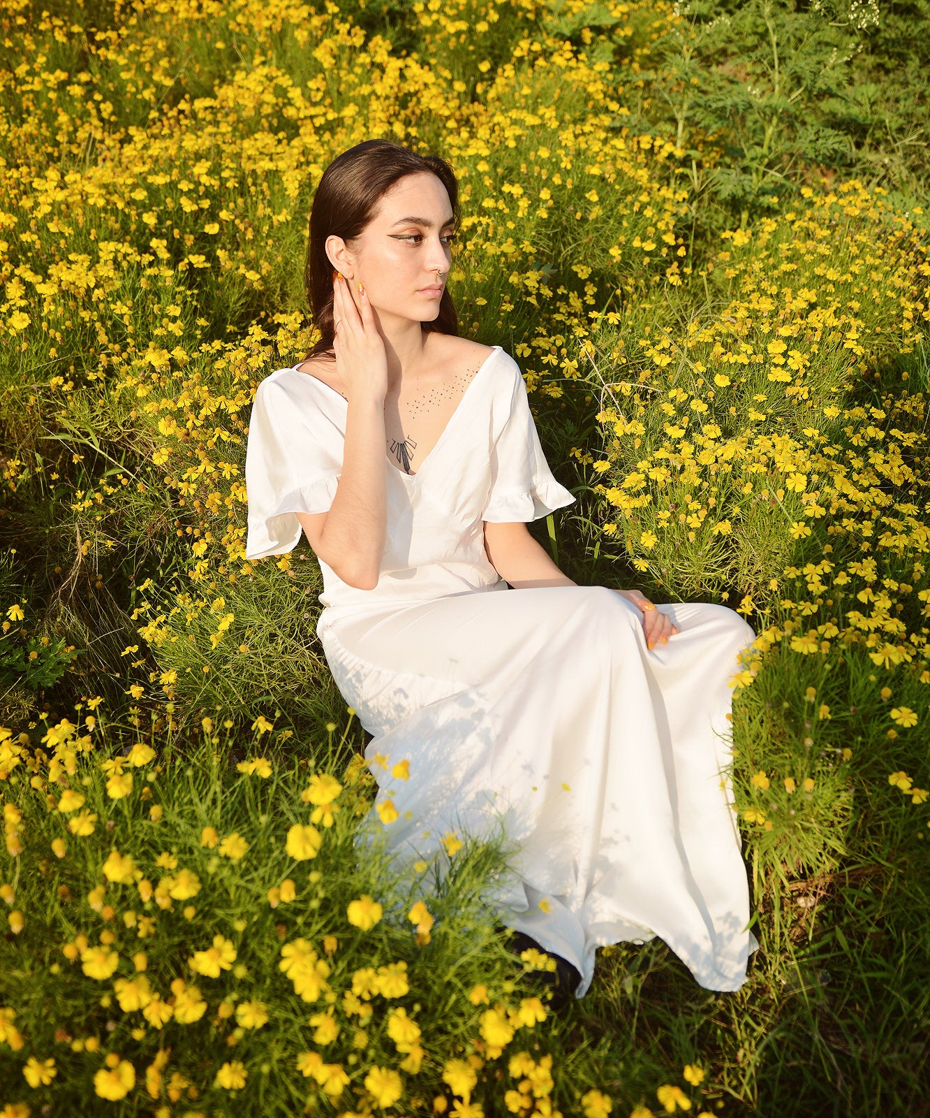 Long Silk Dress - Women Party Dress - Ivory Casual Dress - Women Silk Dress - LelaSilk
