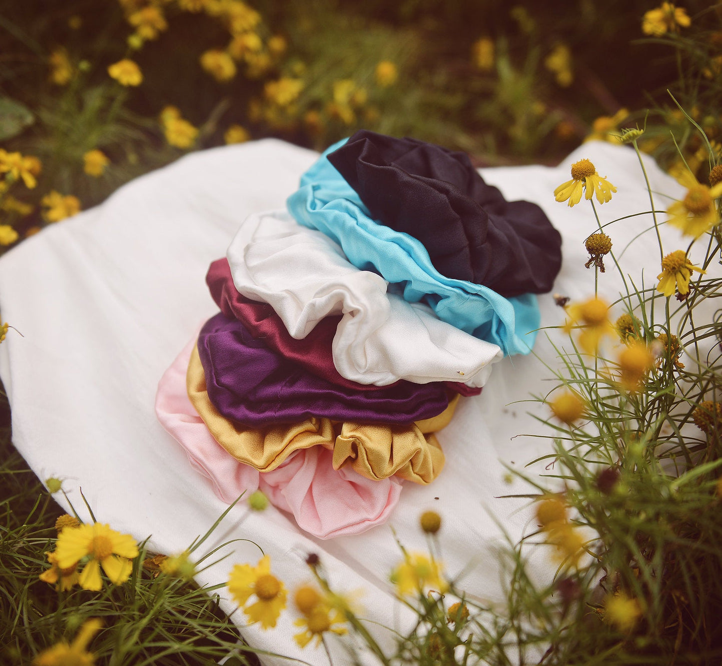 Silk Big Scrunchies - Set of 8 - Real Silk Scrunchies - White Silk Scrunchies - Hair Scrunchies - Best Hair Gift