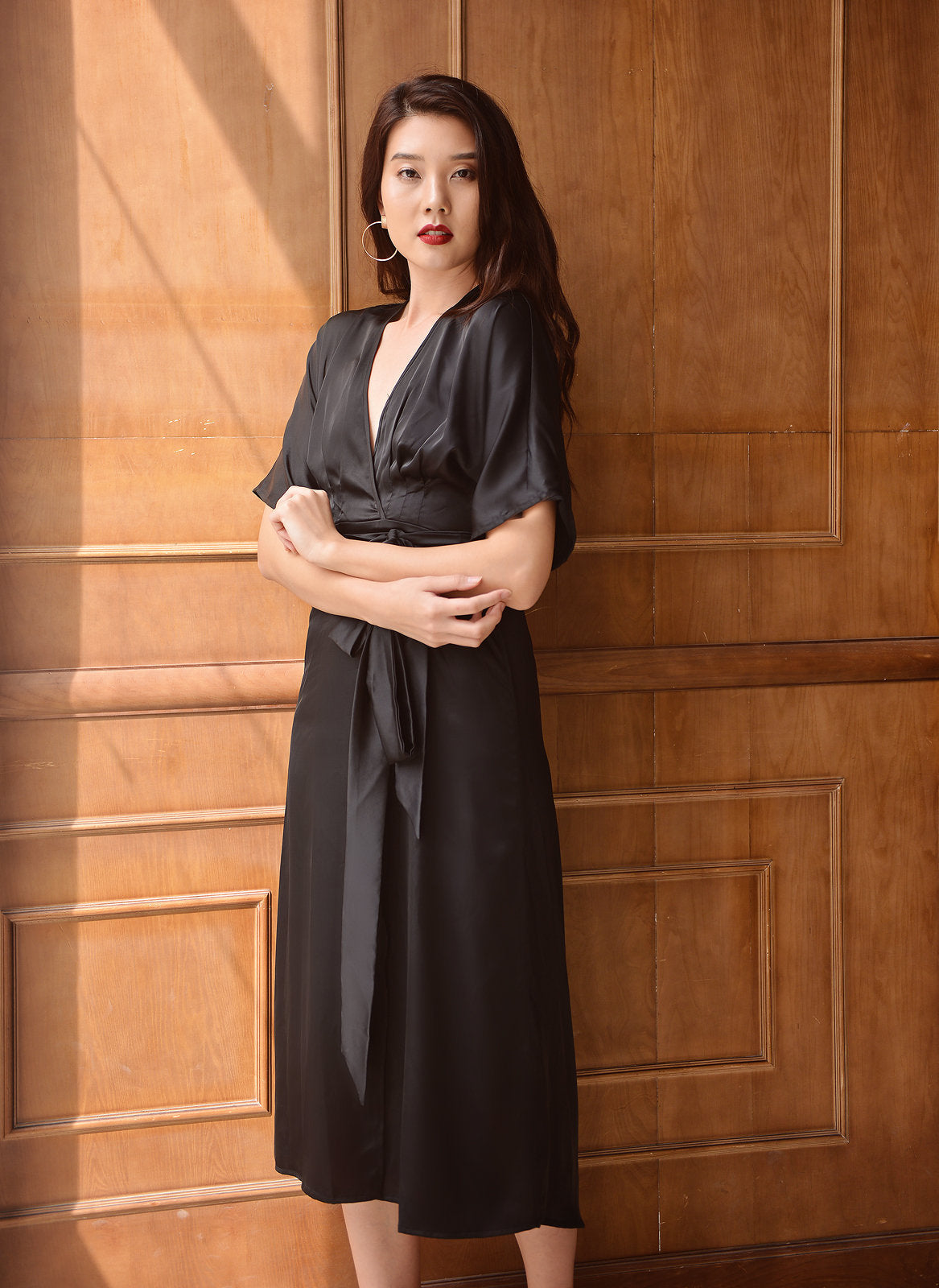 Black Silk Dress - Formal Cocktail dress - Silk Prom Dress