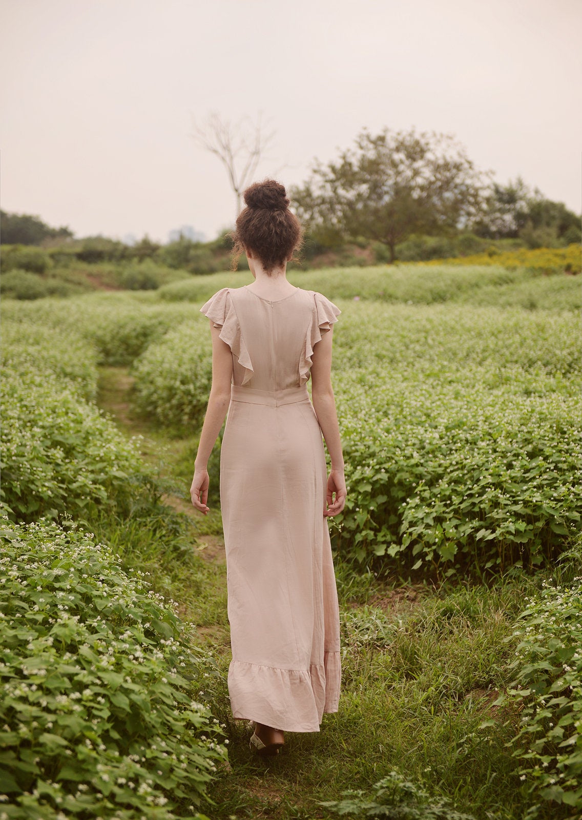 Maxi Linen Dress - Women Organic Cotton Dress - Beach Resort Dress
