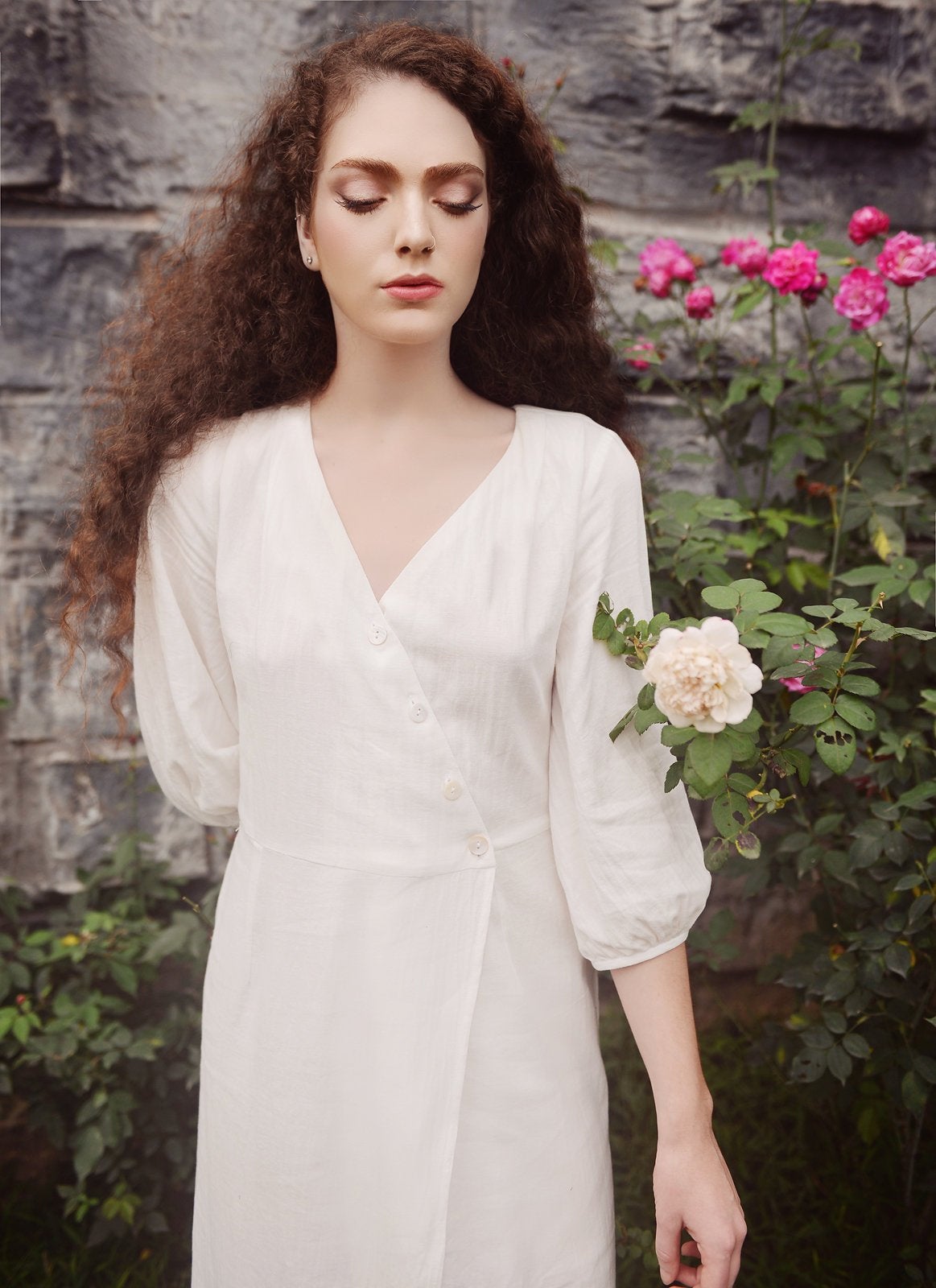 Cotton Wrap Dress - Organic Cotton Dress - Women Long Robe Dress - Organic Cotton Robe Dress - Natural Eco-Friendly Dress