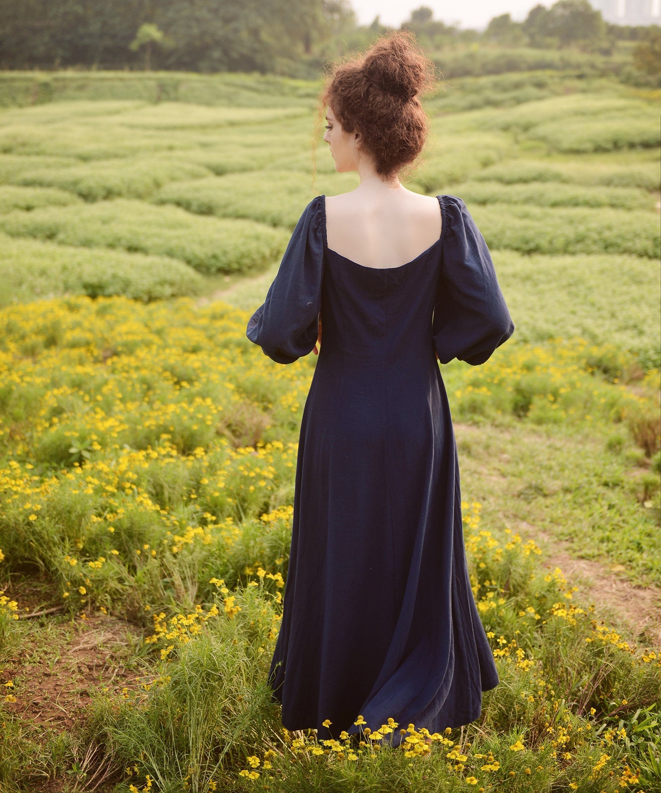 Long Cotton Button Dress - Dress for Women - Summer Dress - Comfy FloorLength Dress - Natural Fabric