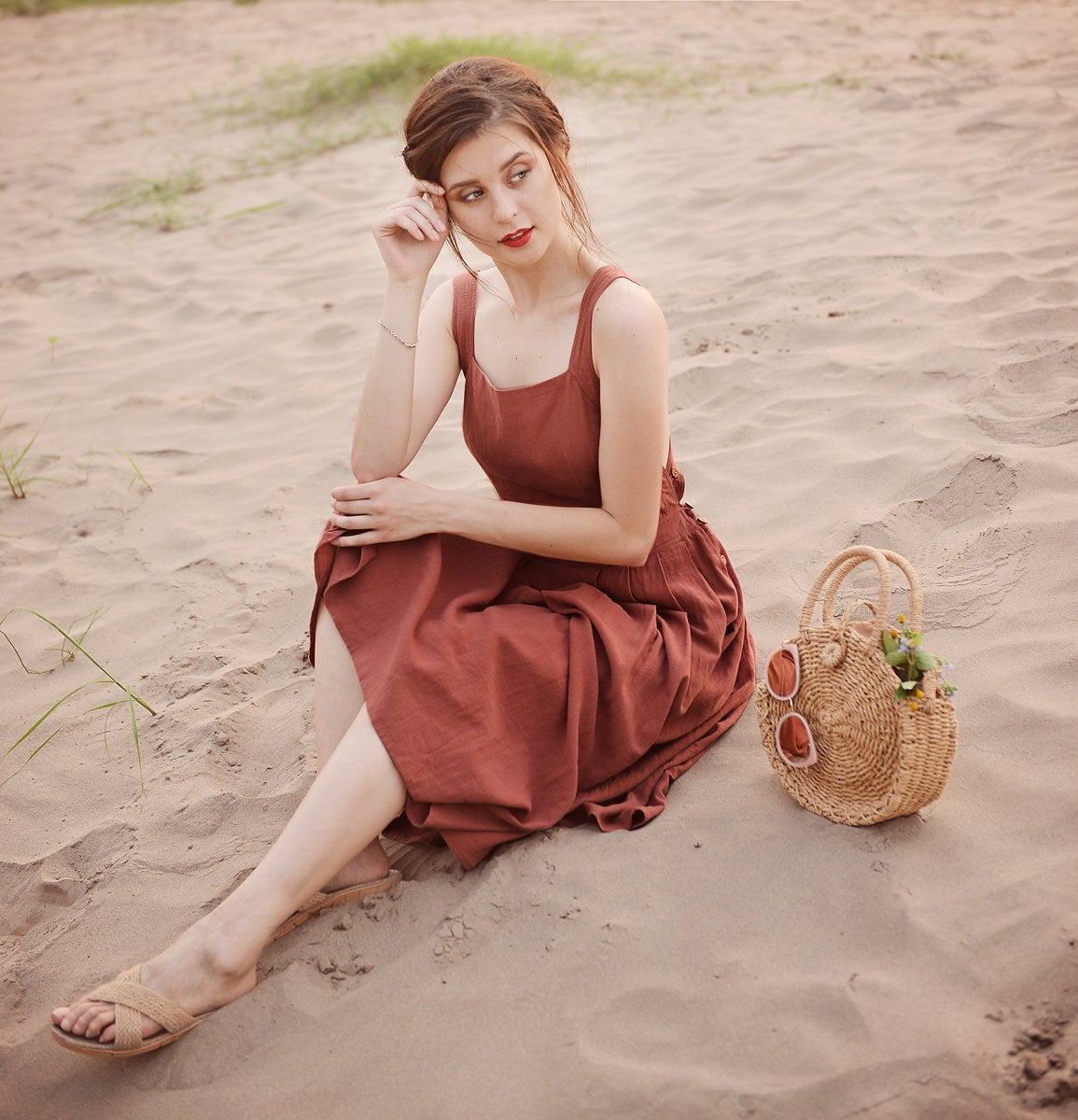 Apron Cotton Dress - Linen Apron Dress - Organic Cotton Dress - Dress For Women - Natural Fabric