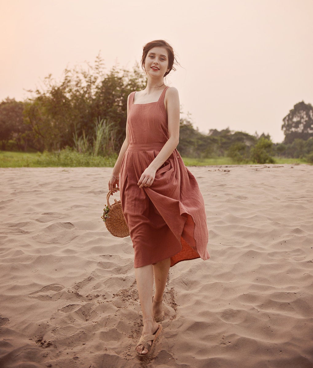 Apron Cotton Dress - Linen Apron Dress - Organic Cotton Dress - Dress For Women - Natural Fabric