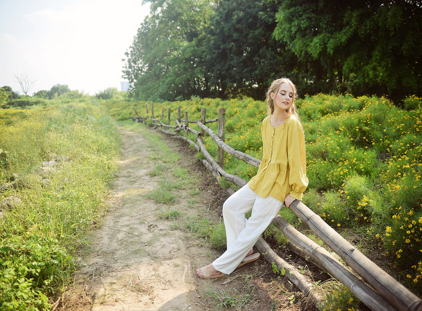 Summer Cotton Top - Women Yellow Blouse - Babydoll Linen Shirt - Women Casual Top