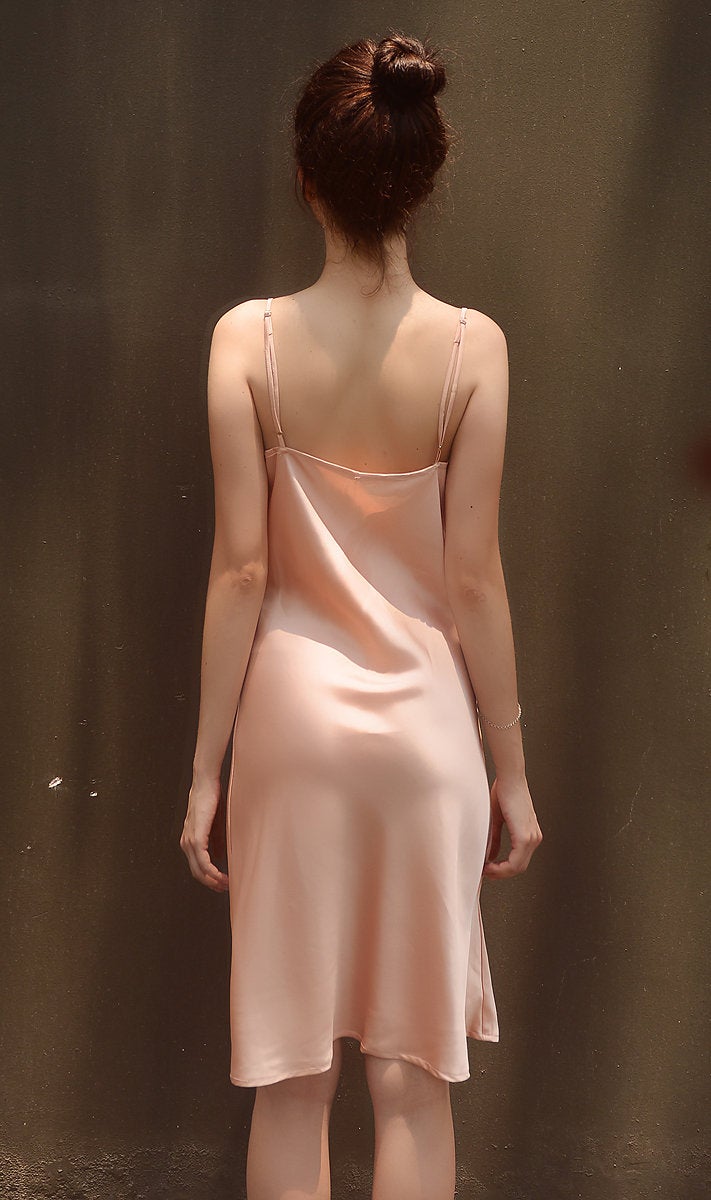 Silk Dress Cowl Neck - Bridesmaids Silk Dress - Draped Front Silk Dress - Basic Silk Dress - Women Silk Dress