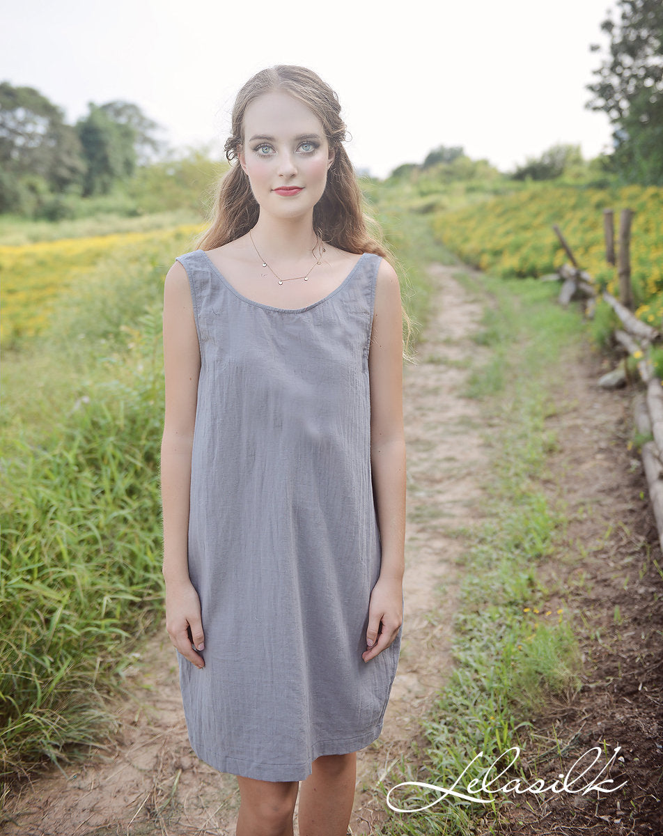 Linen Dress Lowback - Linen Casual Dress - Women Summer Dress - Cotton Slip Dress - Natural Cotton