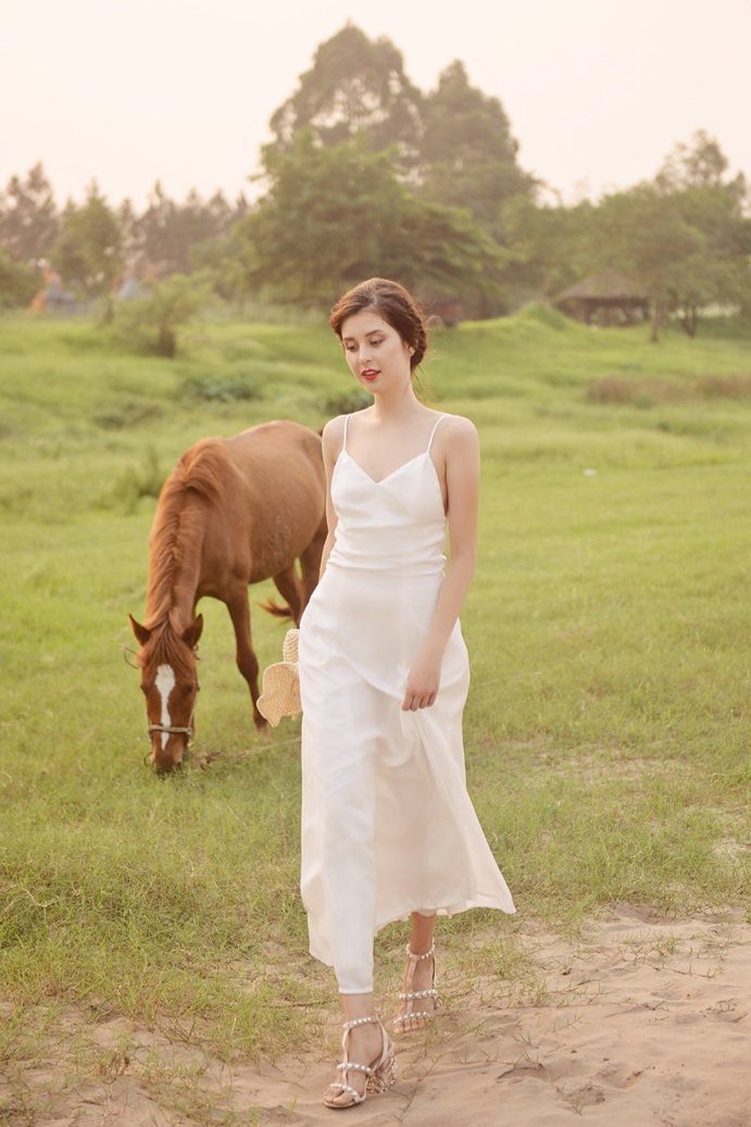 JESSALYNN Sleeveless Silk Dress