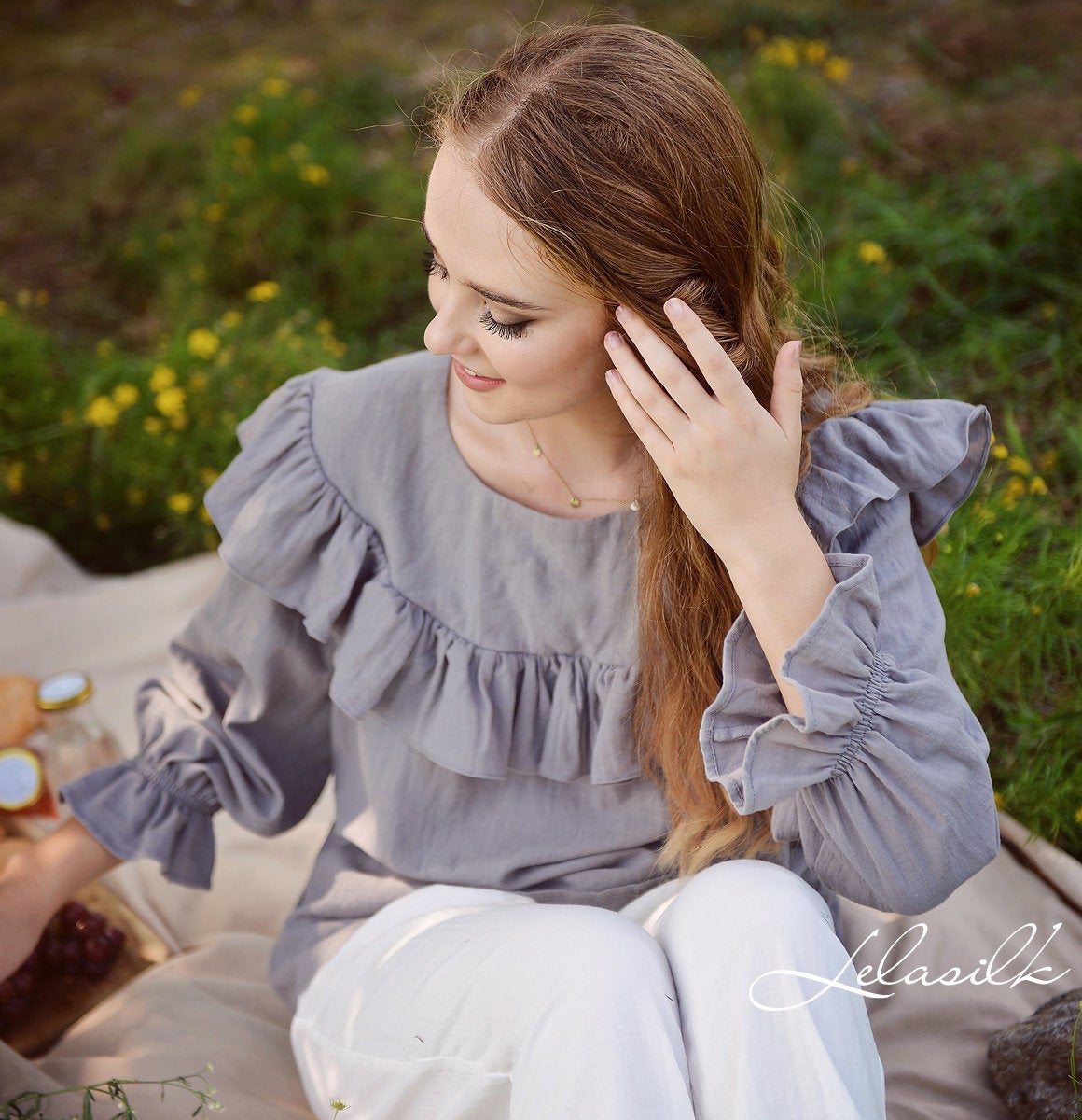 Oversized Linen Blouse - Linen Cotton Shirt - Long Sleeves Top - Organic Clothing