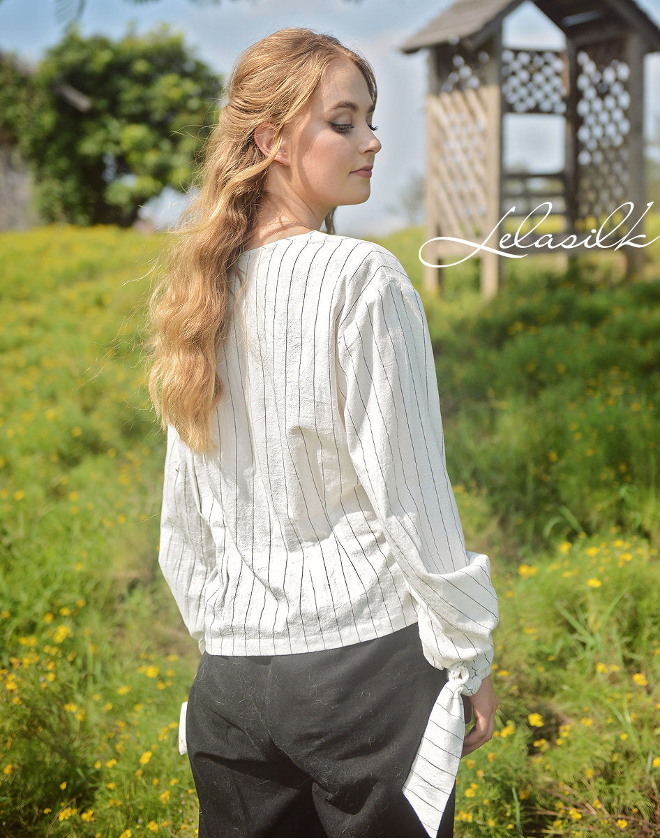 Linen Long Sleeves Top - Women Cotton Linen Top - Organic Clothing