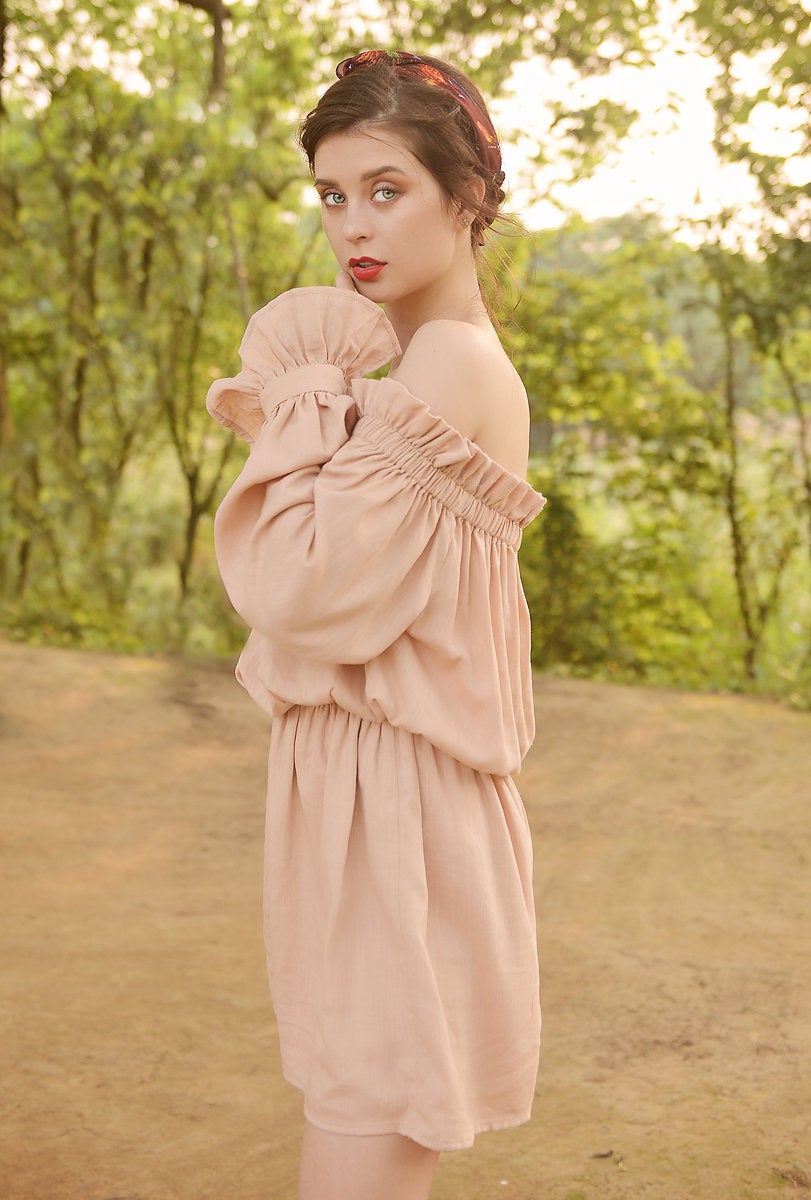 Off Shoulder Linen Jumpsuit - Organic Cotton Clothing - Women Linen Jumper