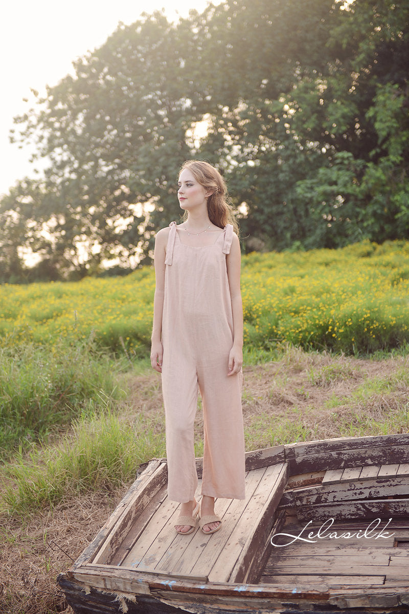 Women Linen Overalls - Linen Cotton One Piece - Women CottonJumpsuits - Sleeveless Jumpsuit - Organic Clothing