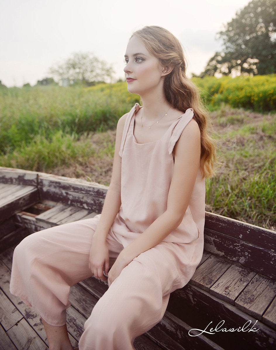 Women Linen Overalls - Linen Cotton One Piece - Women CottonJumpsuits - Sleeveless Jumpsuit - Organic Clothing