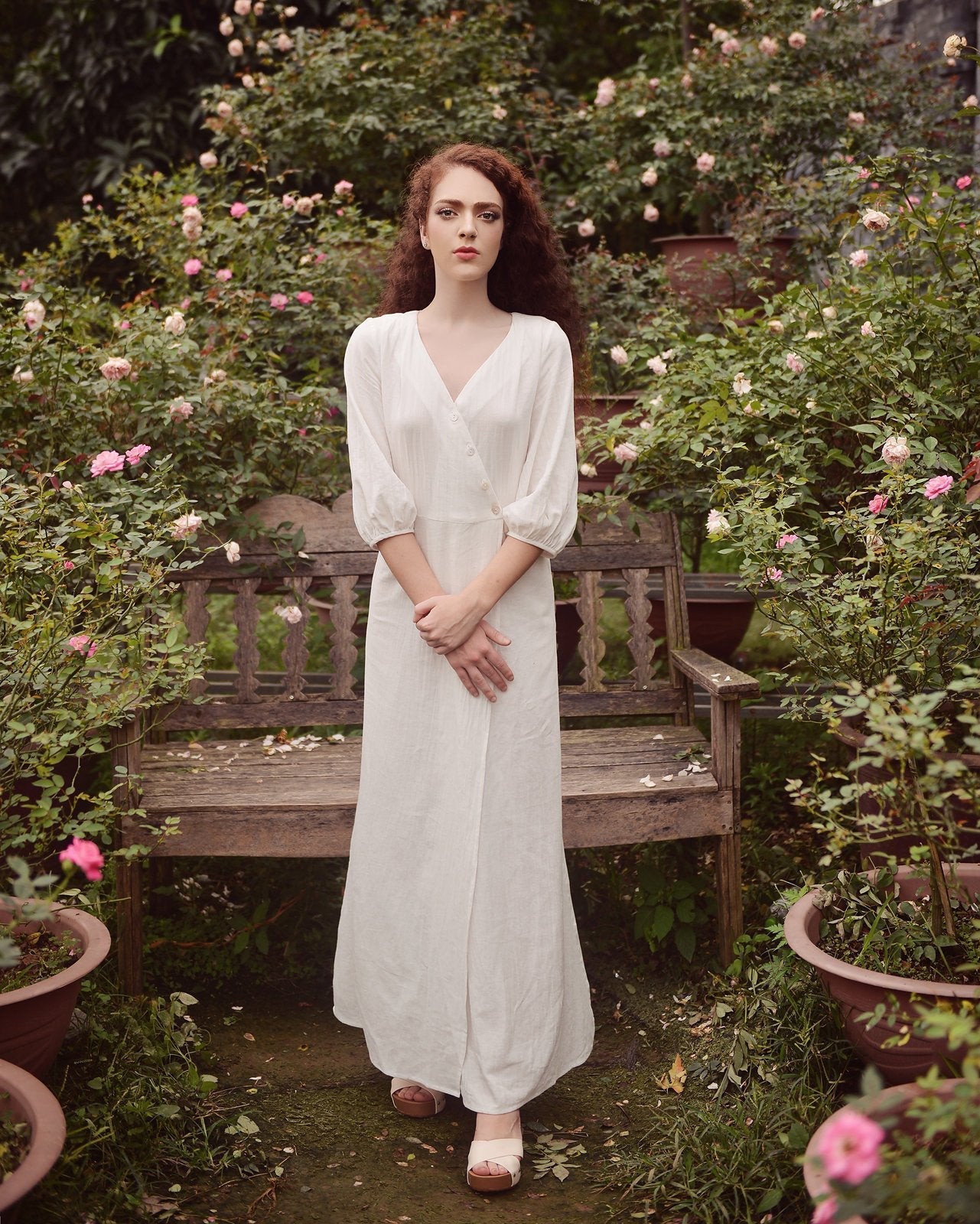 Cotton Wrap Dress - Organic Cotton Dress - Women Long Robe Dress - Organic Cotton Robe Dress - Natural Eco-Friendly Dress