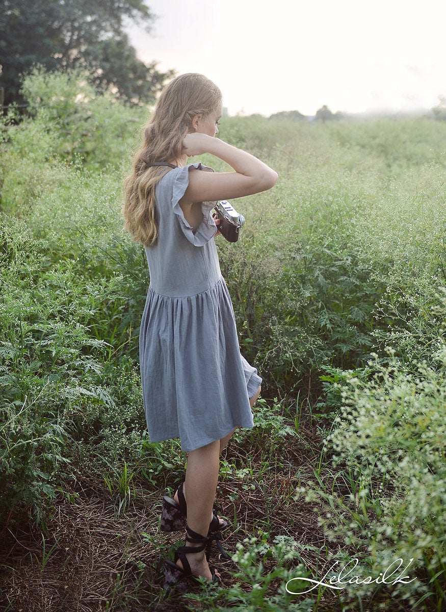 Short Linen Dress - Linen Cotton Dress - Summer Natural Dress
