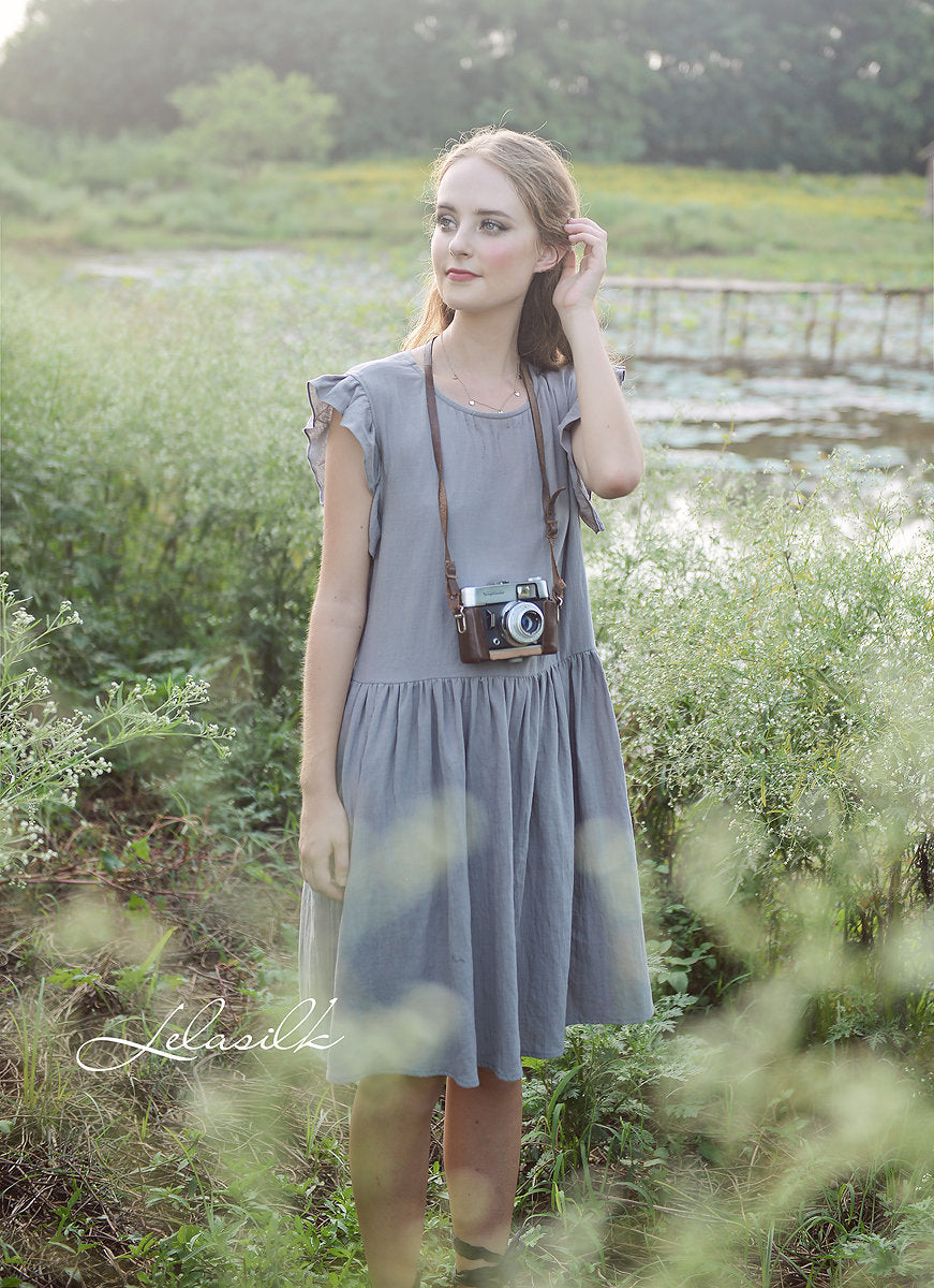 Short Linen Dress - Linen Cotton Dress - Summer Natural Dress