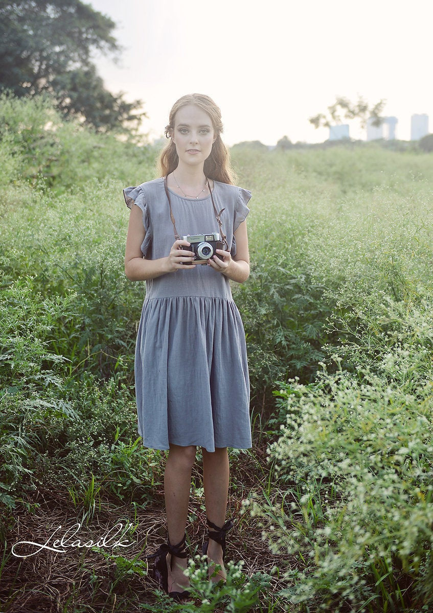 Short Linen Dress - Linen Cotton Dress - Summer Natural Dress