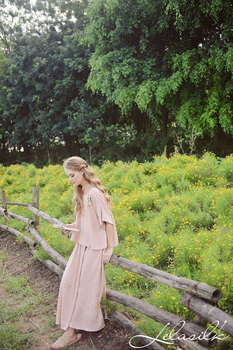 Long Linen Skirt - Women Summer Skirt - Loose Fit Skirt - Natural Clothing