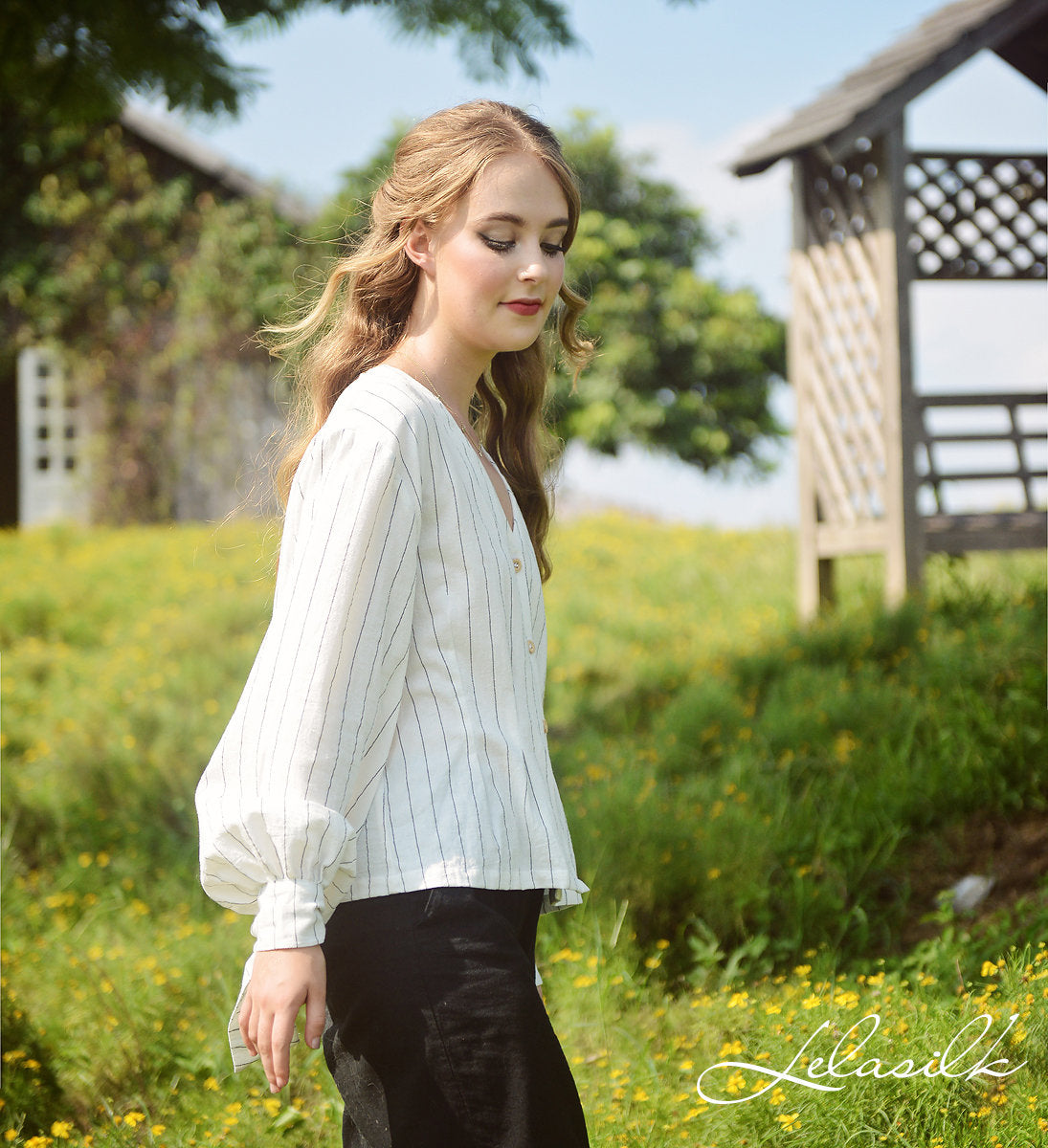 Linen Long Sleeves Top - Women Cotton Linen Top - Organic Clothing