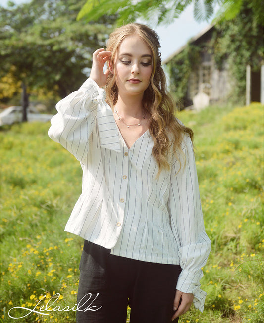 Linen Long Sleeves Top - Women Cotton Linen Top - Organic Clothing