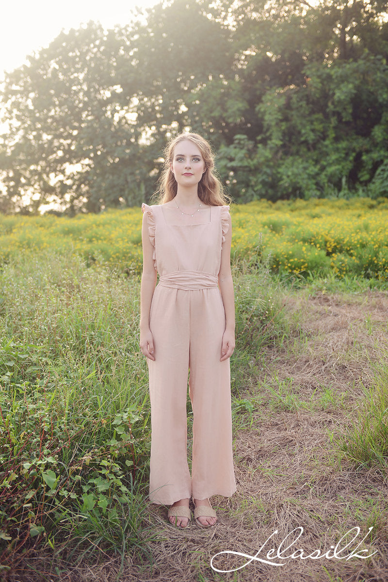 Sleeveless Linen Jumpsuit - Linen Cotton Romper - Women Summer Trouser