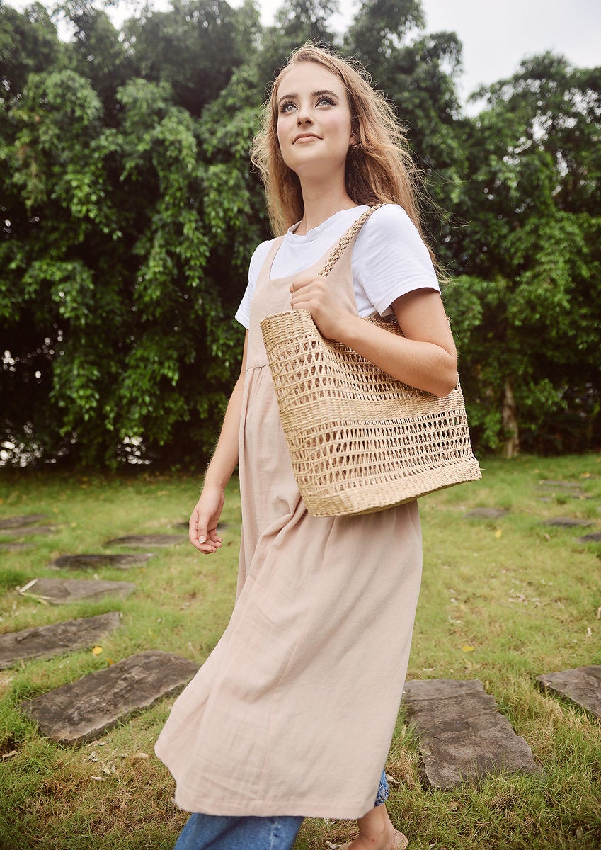 Apron Cotton Long Dress - Women Cotton Dress - Organic Cotton - Dress For Women - Natural Fabric