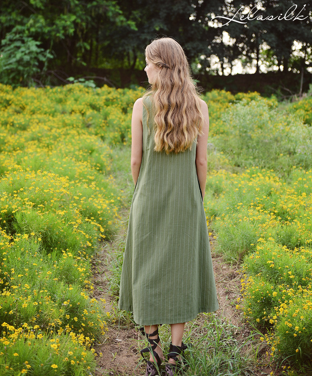 Sleeveless Linen Dress - Linen Slip Dress - Sleeveless Cotton Dress - Summer Midi Dress