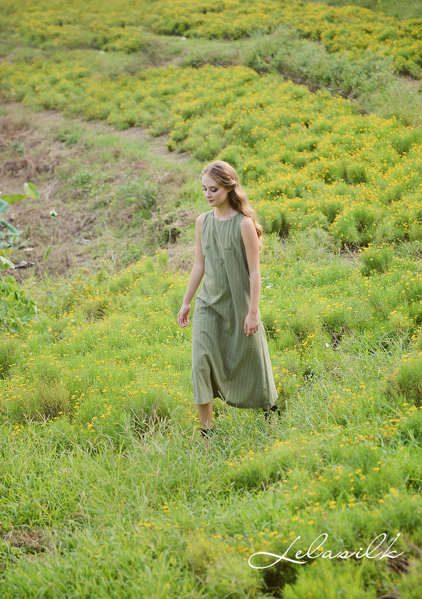 Sleeveless Linen Dress - Linen Slip Dress - Sleeveless Cotton Dress - Summer Midi Dress