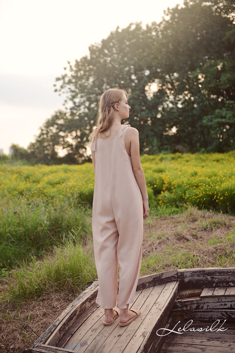 Women Linen Overalls - Linen Cotton One Piece - Women CottonJumpsuits - Sleeveless Jumpsuit - Organic Clothing