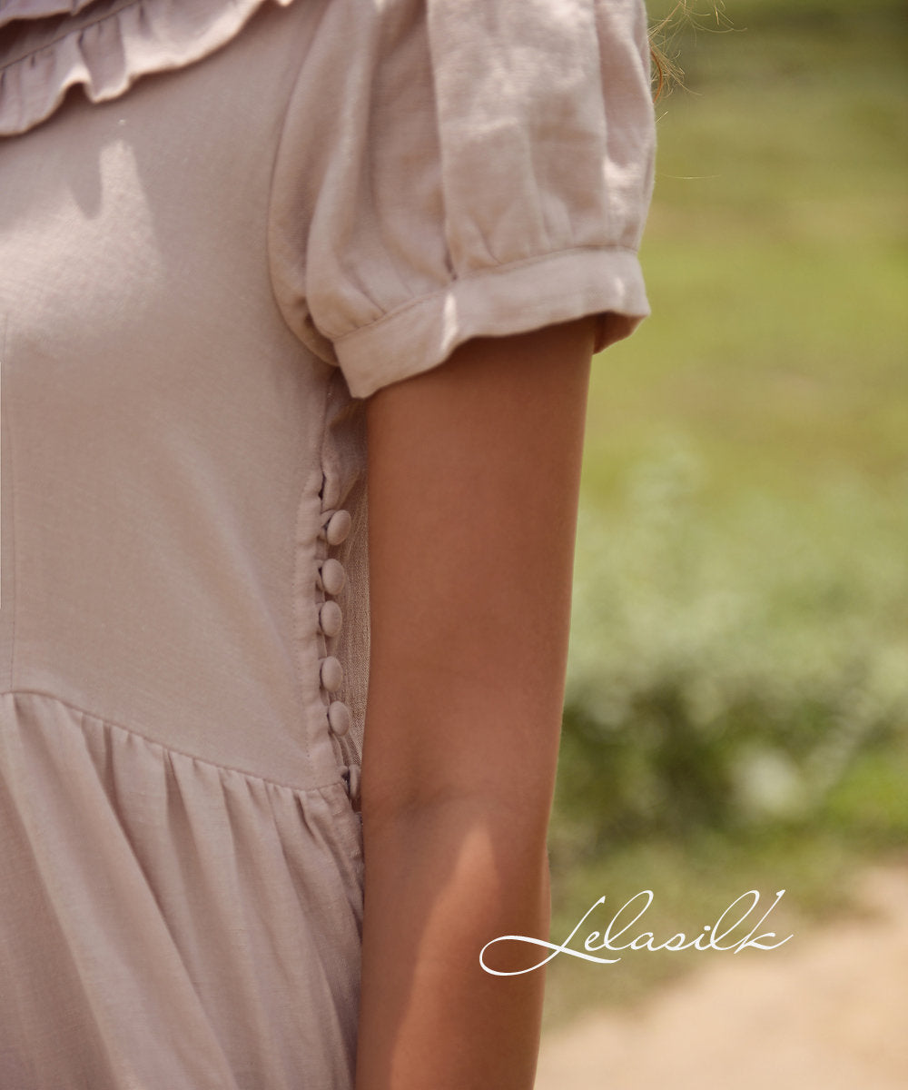 Long Cotton Dress - with Ruffles Collar - Organic Cotton Dress - Dress For Women - Natural Fabric