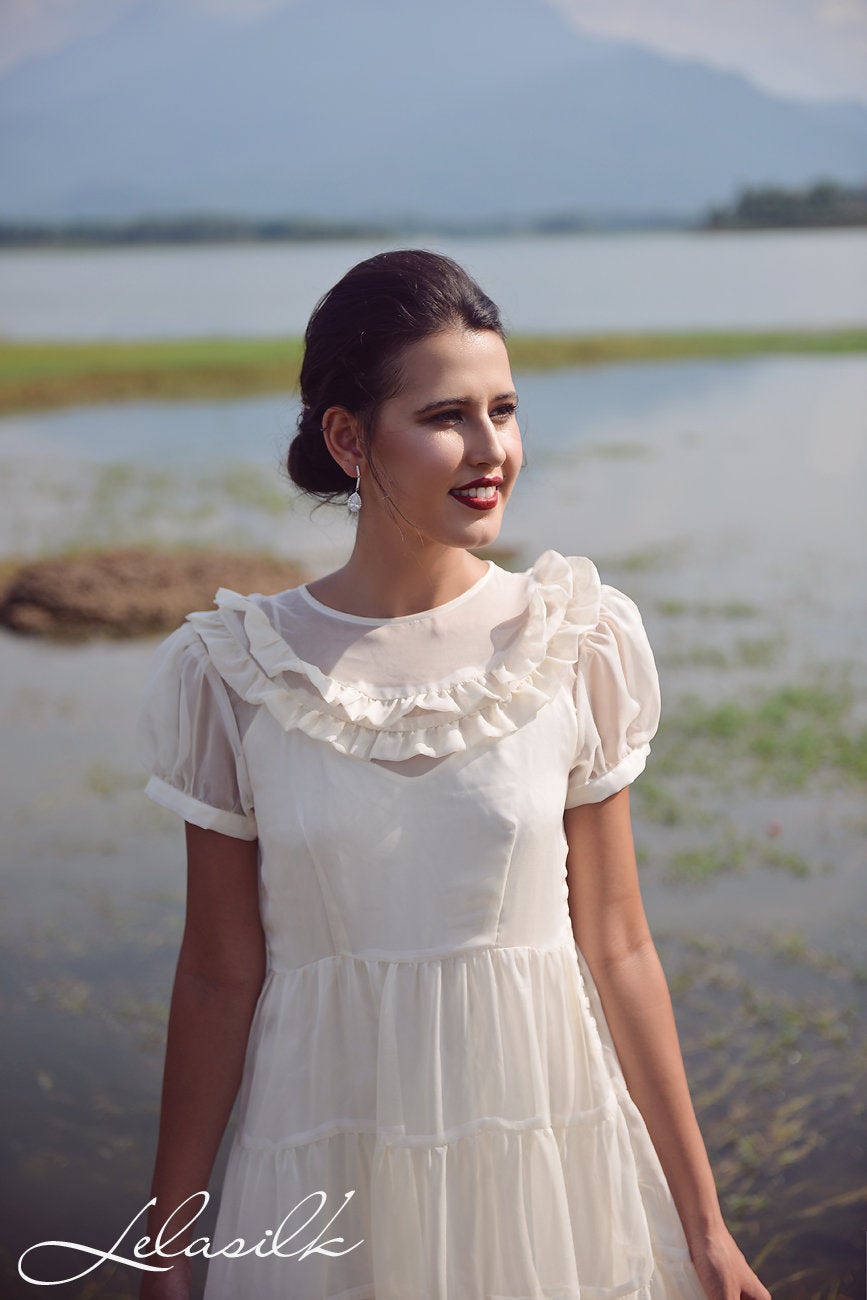 Sheer Silk Dress - Layered Dress - Simple Wedding Guest Dress - Bridesmaids Silk Dress