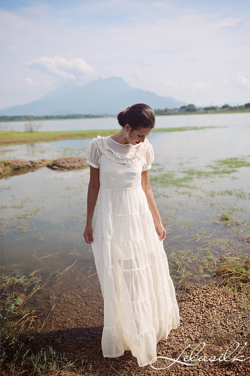 Sheer Silk Dress - Layered Dress - Simple Wedding Guest Dress - Bridesmaids Silk Dress
