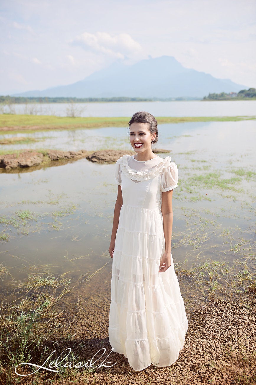 Sheer Silk Dress - Layered Dress - Simple Wedding Guest Dress - Bridesmaids Silk Dress