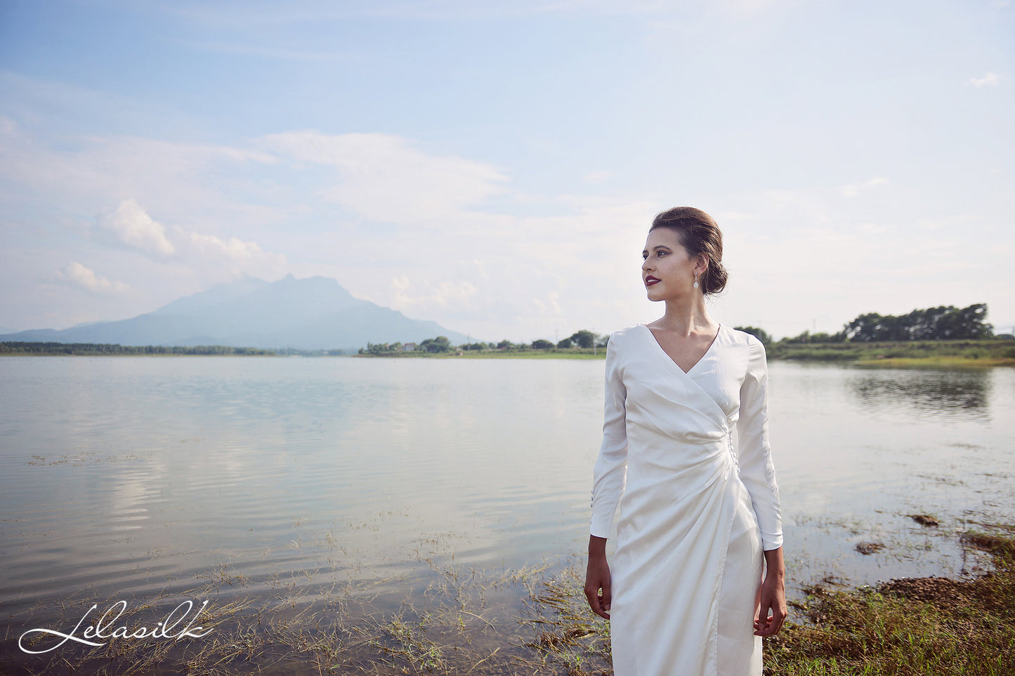 Silk Gown Draped - Women Party Dress - Ivory Wedding Dress - Women Silk Dress