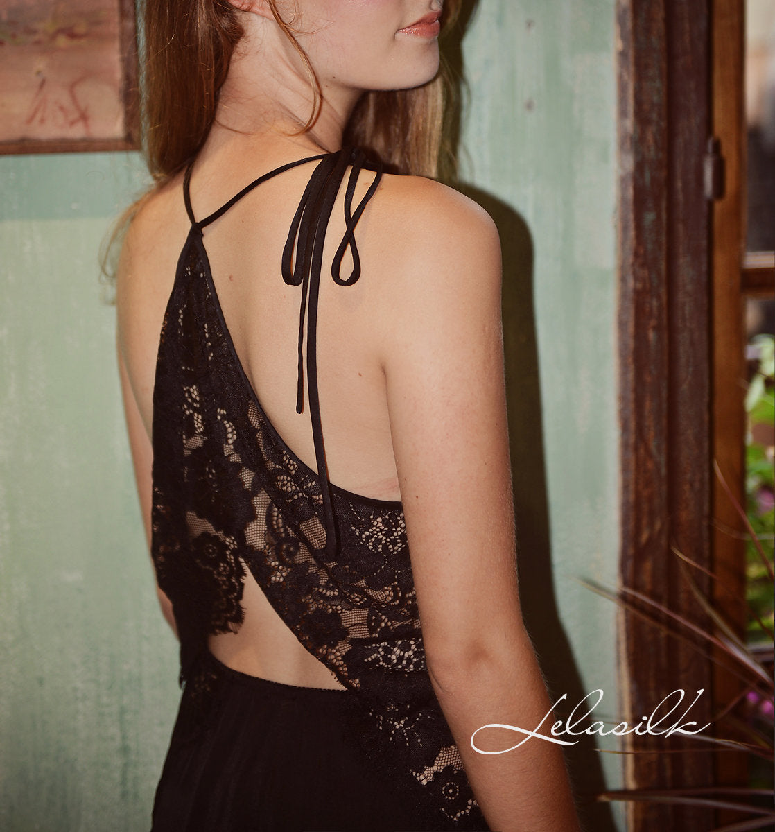 Black Silk Slip - Silk Slip Dress - Halter Neck Slip