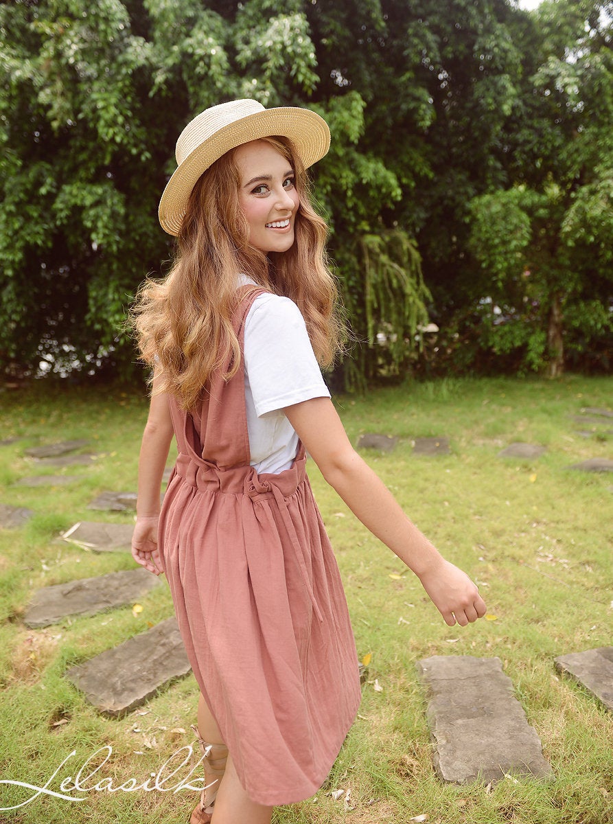 Linen Apron Dress - Cotton Pinafore Dress - Organic Clothing