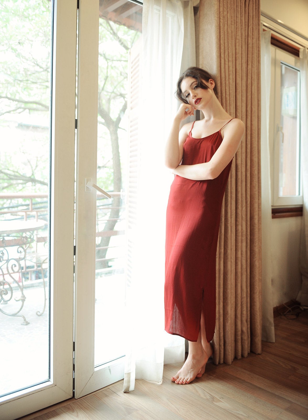 Silk Slip Dress - Red Silk Dress - Bridesmaids Silk Slip