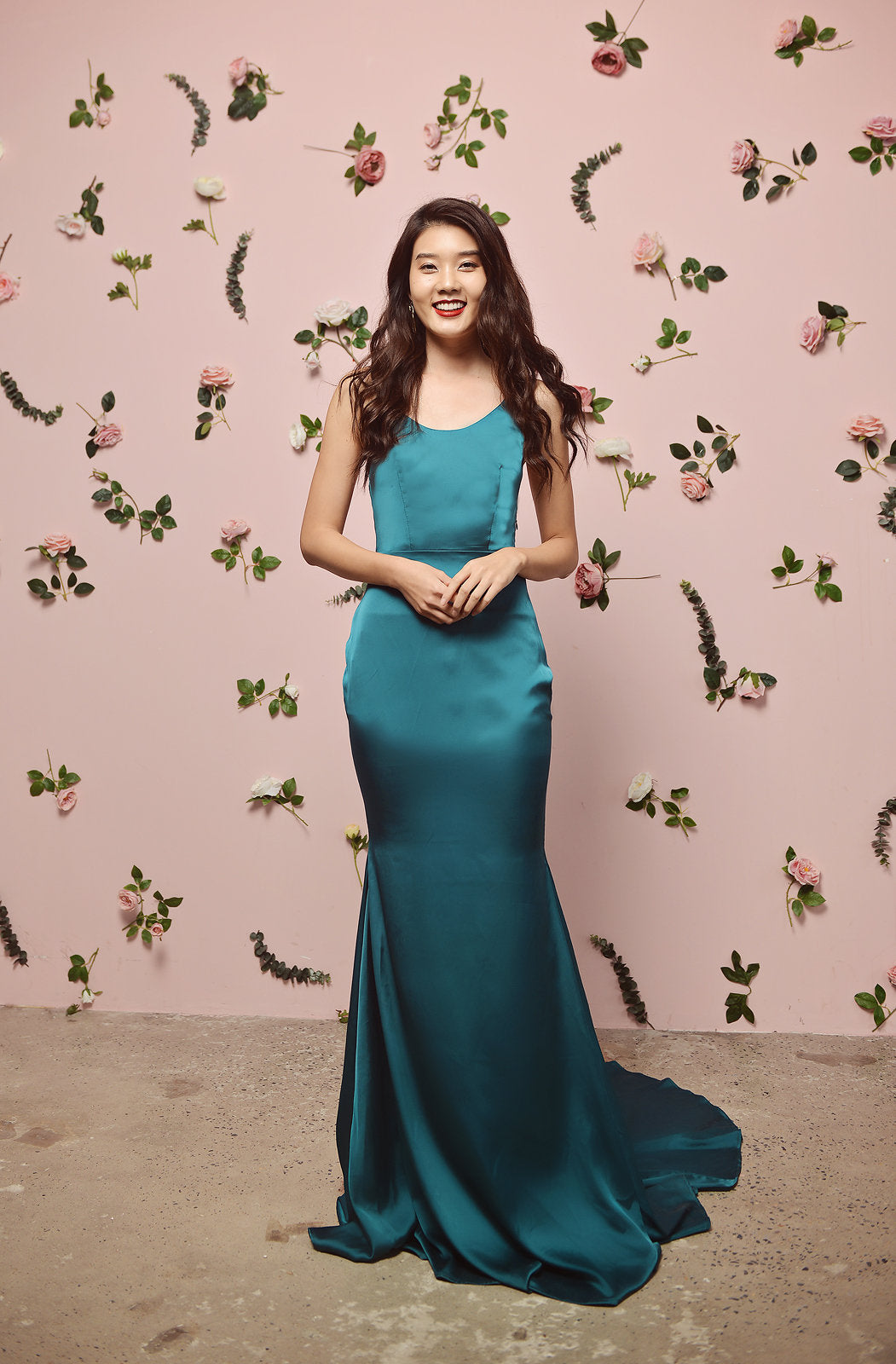 Silk Mermaid Dress with Train - Simple Wedding Dress - Prom silk Dress