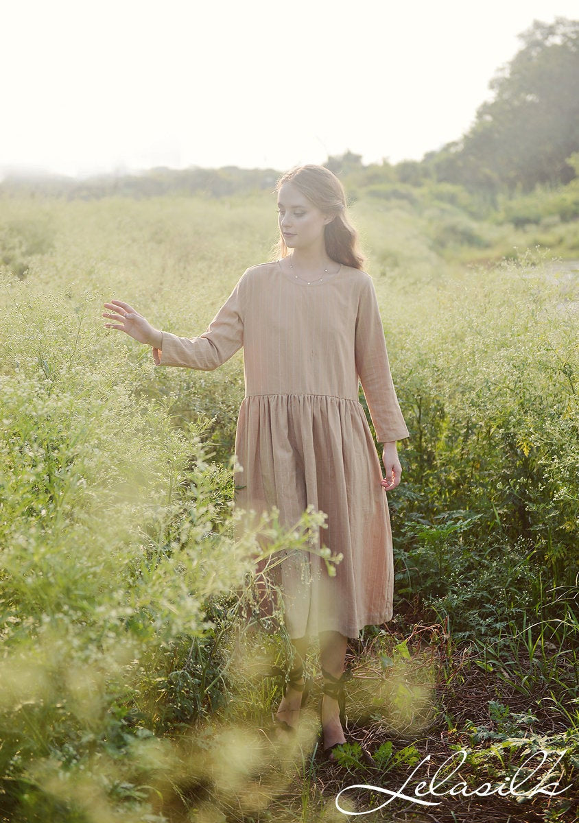 Loose Linen Dress - Linen Cotton Dress - Dress with Pockets - Organic Cotton