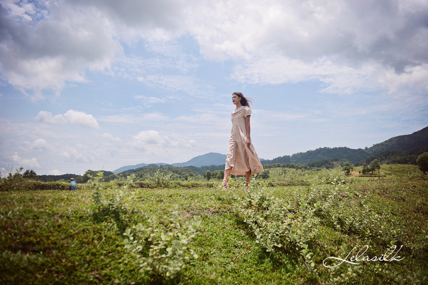 Long Cotton Dress - with Ruffles Collar - Organic Cotton Dress - Dress For Women - Natural Fabric