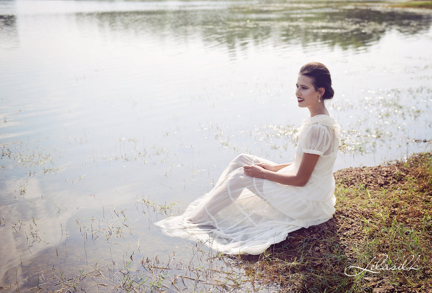 Sheer Silk Dress - Layered Dress - Simple Wedding Guest Dress - Bridesmaids Silk Dress