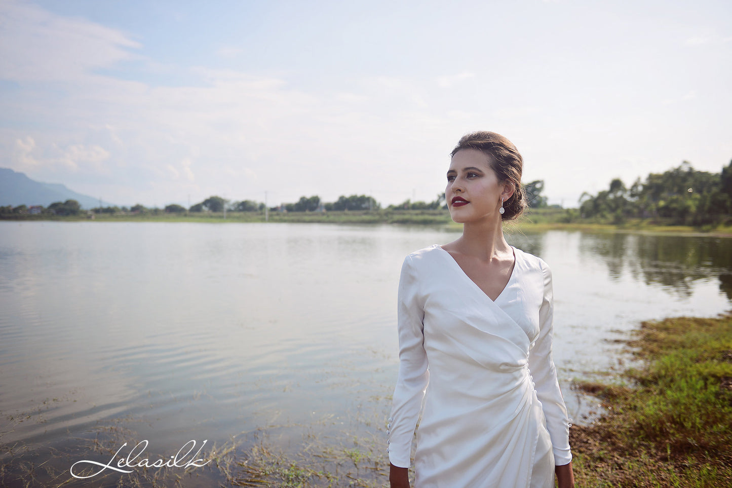 Silk Gown Draped - Women Party Dress - Ivory Wedding Dress - Women Silk Dress