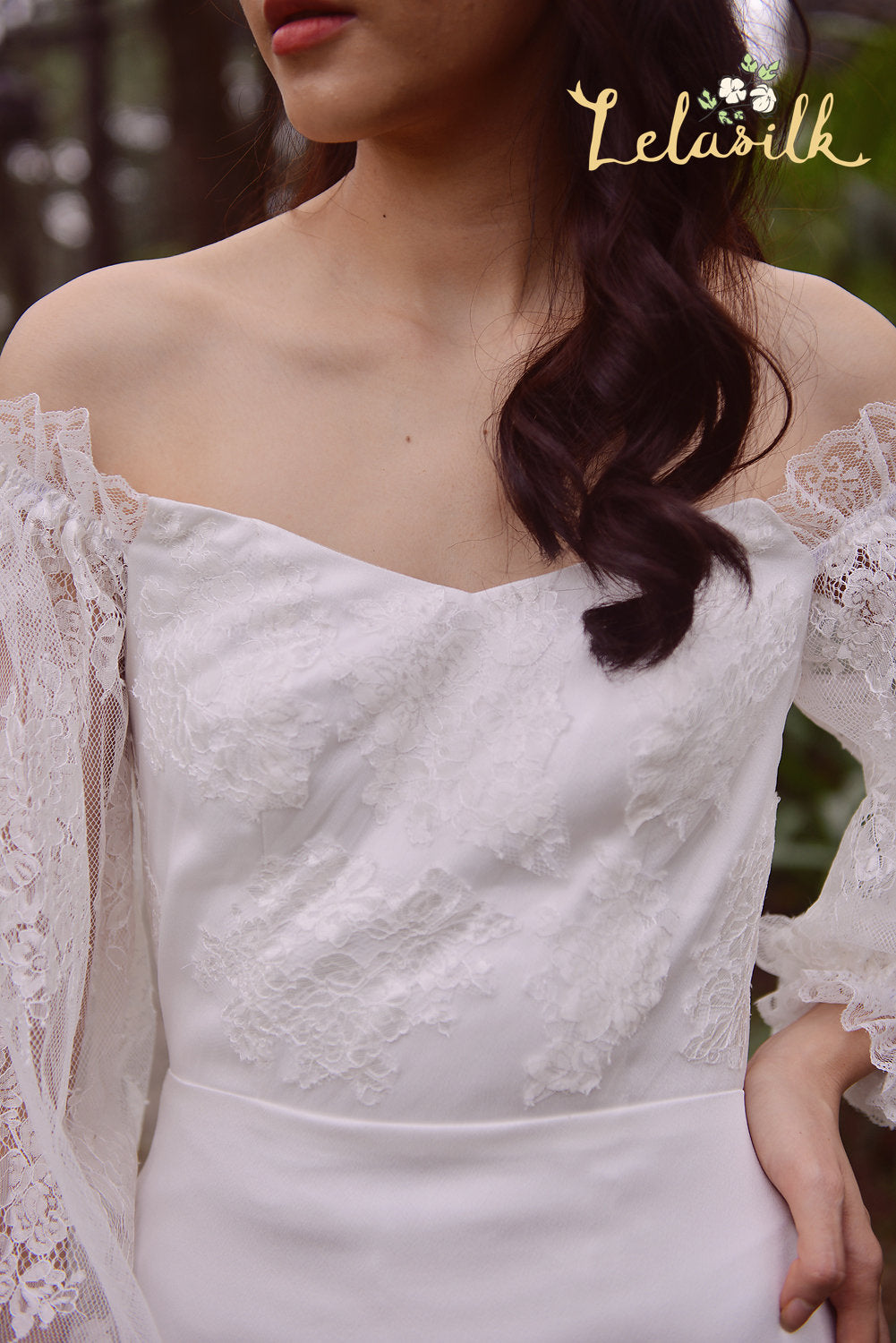 Off Shoulder Lace Wedding Dress - Lace Bridal Dress - White Lace Dress